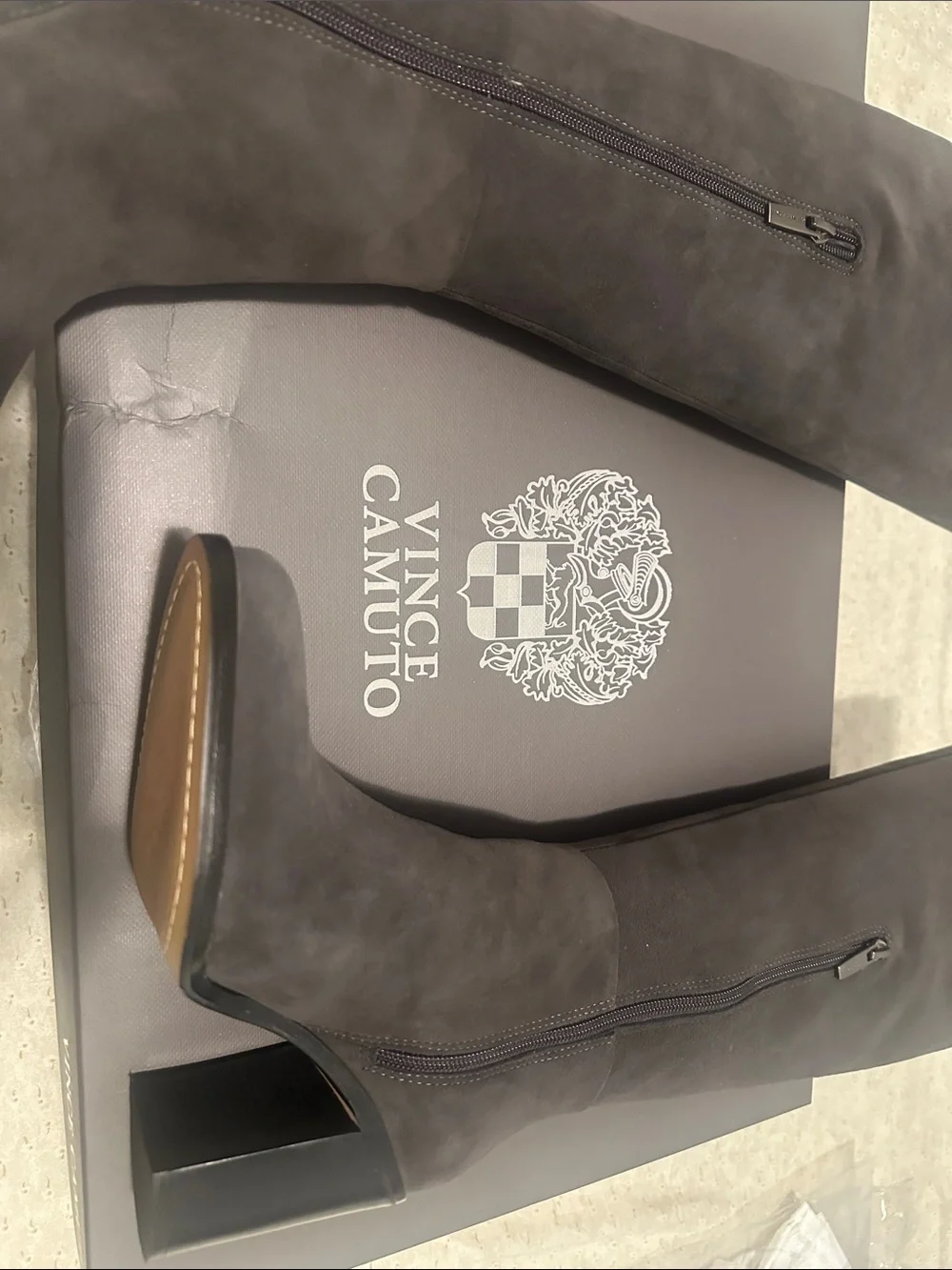 Vince Camuto Brand New Parnela Suede Over-the-Knee Boots - Charcoal Gray